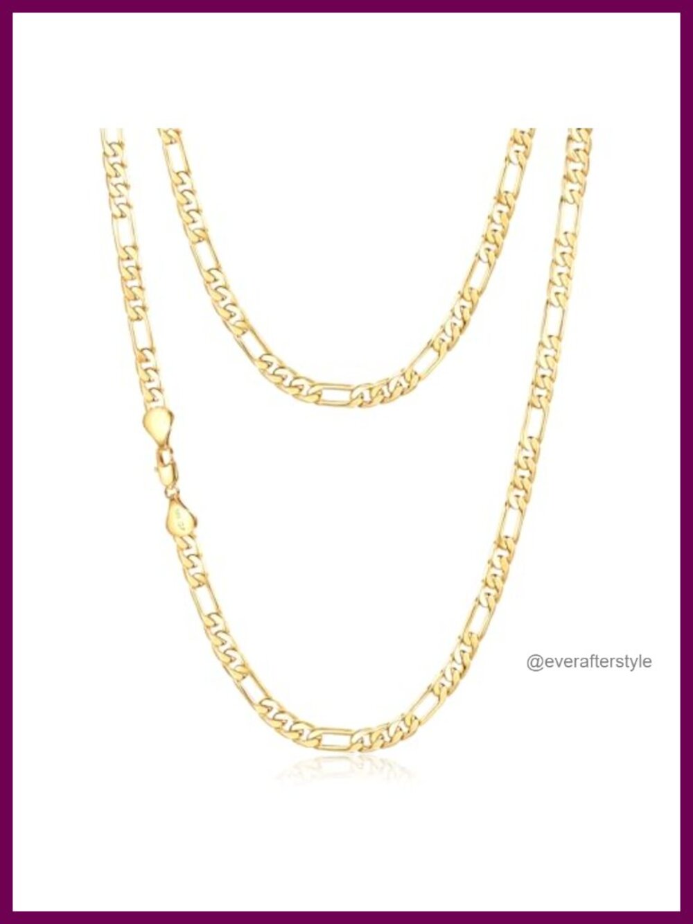 14K Gold Figaro Chain Necklace for Men & Women, 6mm, 18-24in